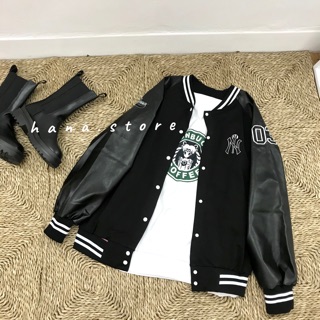 Áo khoác bomber (phối da)