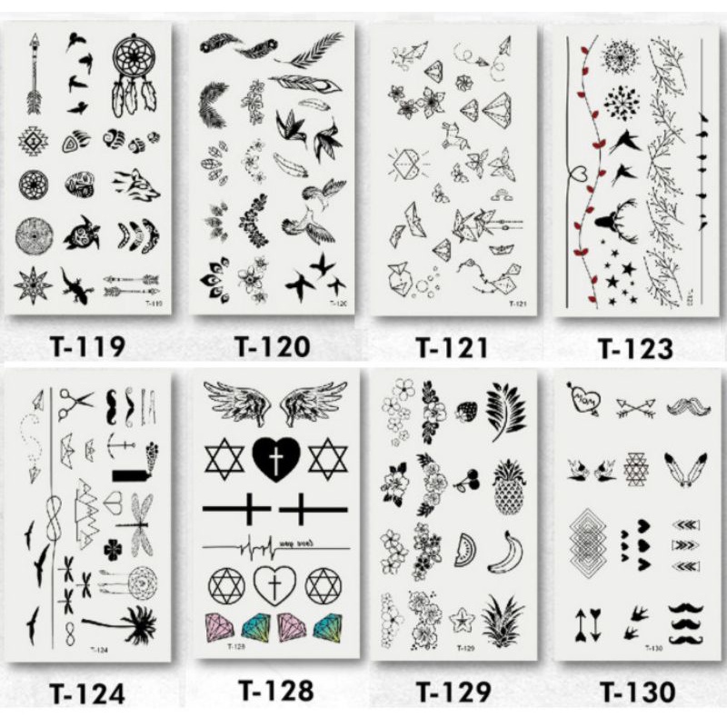 Hình xăm dán tatoo mini nhiều hình nhỏ.  t119 t120 t121 t123 t124 t128 t129 t130