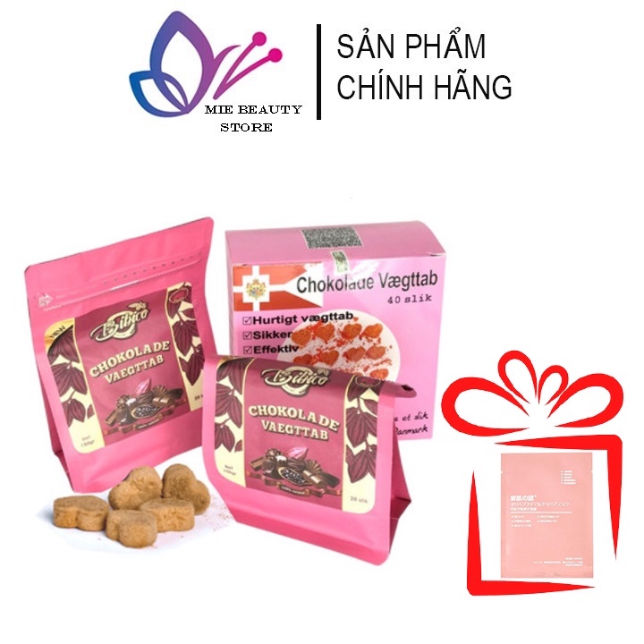 Kẹo Giảm Cân Socola Đan Mạch Chokolade Vægttab, Chocolate Giảm Cân Hồng Chính Hãng Hủy Lượng Mỡ Thừa Hộp 40 Viên