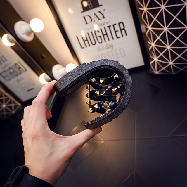 Dép Nữ PVC Quai Ngang Đính Đá 3 Hàng Thời Trang Size 36-40 - Hàng Nhập Quảng Châu - Lucky Girl shop