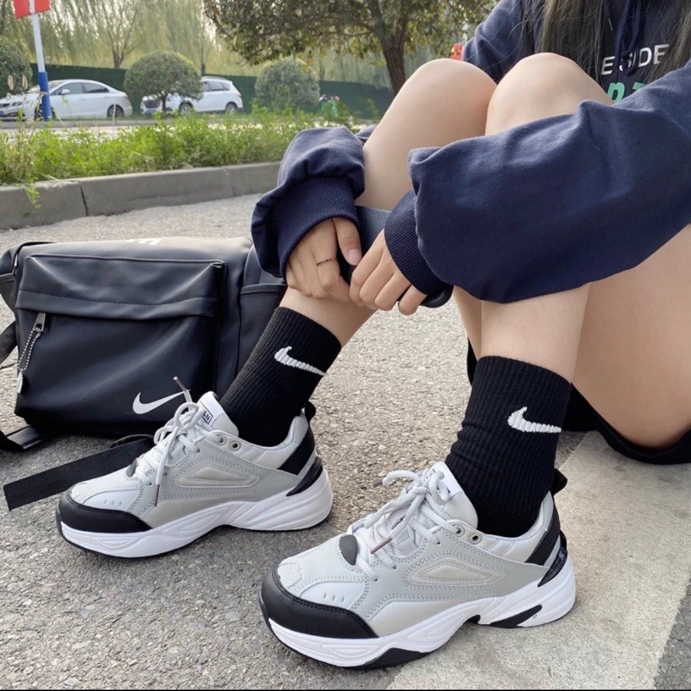 Tất ,Vớ Cổ Cao Nam Nữ unisex Dệt Kim 2 Màu Đen Trắng