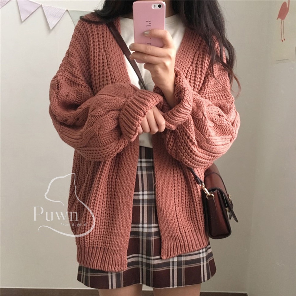 Áo khoác len cardigan basis sợi len to dày dặn, ấm áp mùa đông Puwn Shop