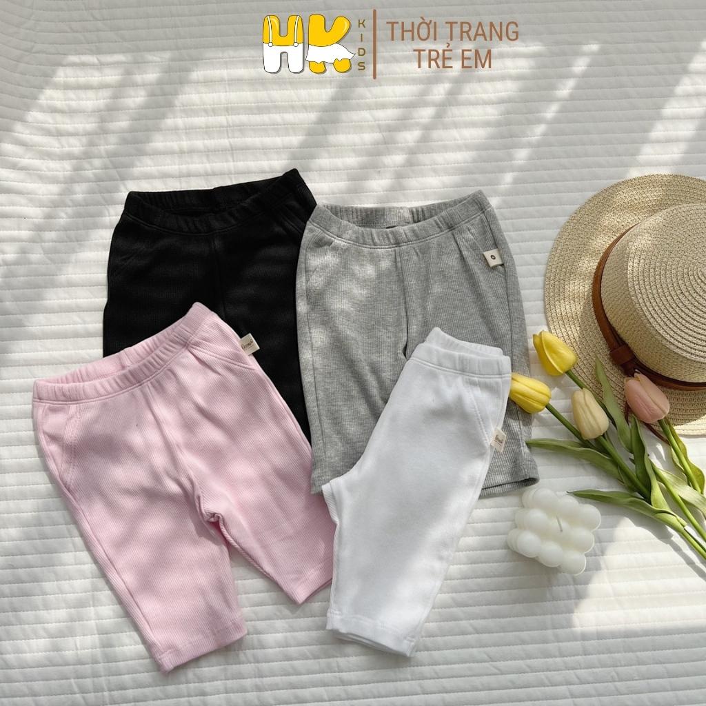 Quần legging đùi cho bé gái HK KIDS, quần short thun chất len tăm mềm mại co giãn 4 chiều cho bé từ 8-22 kg