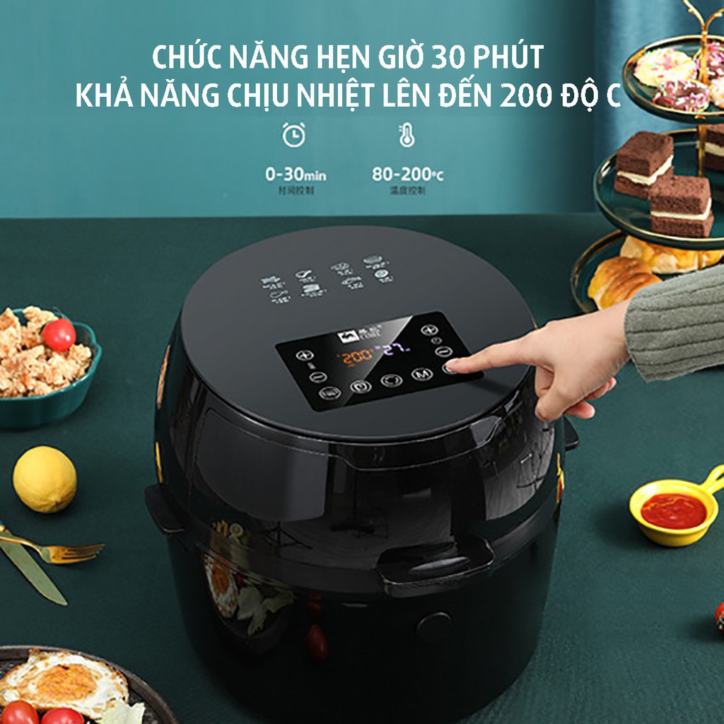 Nồi chiên không dầu 8 Lít Cảm Ứng - Núm Vặn Cơ - Công Suất Lớn Đa Chức Năng - Món ngon tốt cho sức khỏe