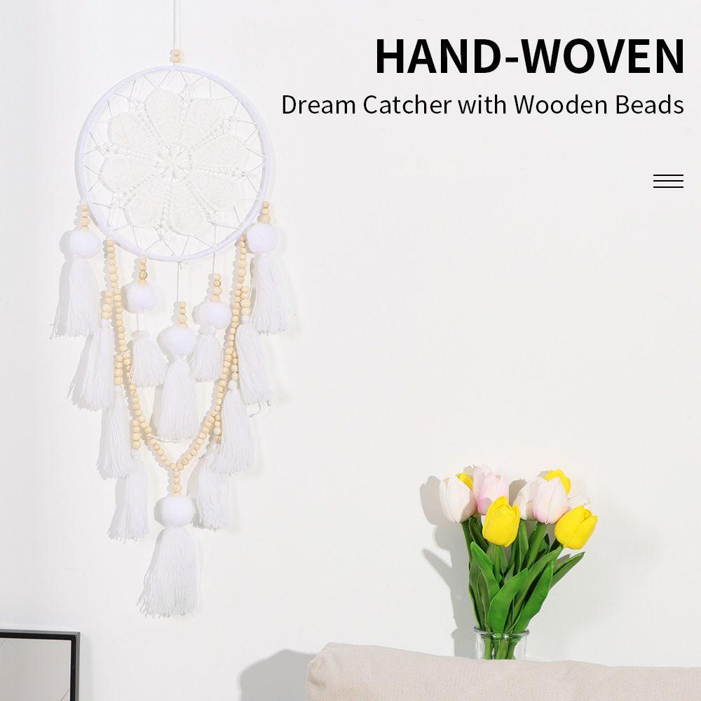 SUENIN Dreamcatcher Đính Hạt Gỗ Màu Trắng Làm Quà Tặng Sinh Nhật Thời Trang Cho Bé Gái