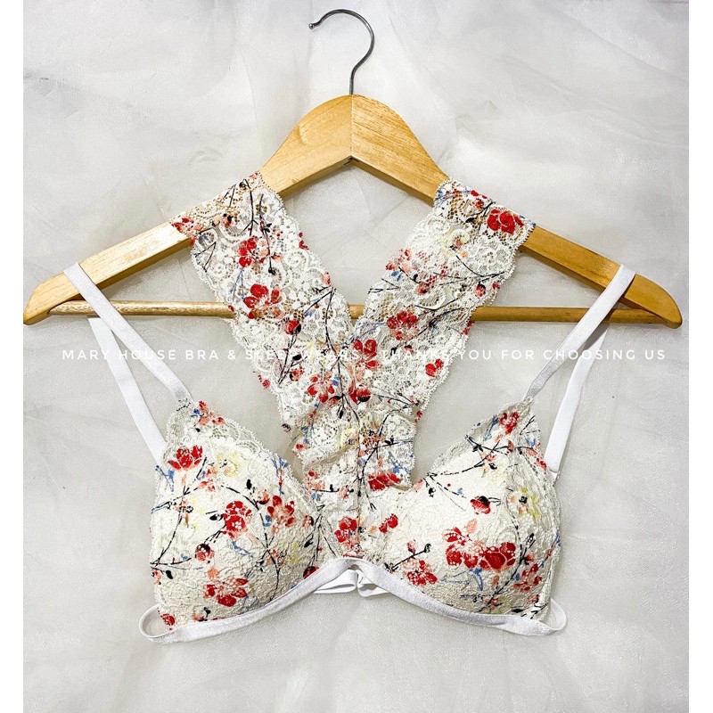 Set Bralette Ren Mút Ngực Quần Y Hoa Mùa Hè Cúp Nhỏ 32-34 Mary House Bra & Sleepwears