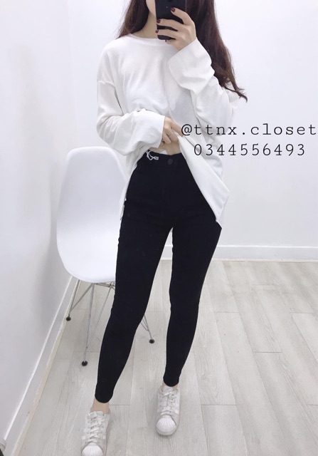 Quần skinny đen cạp cao chất siêu đẹp