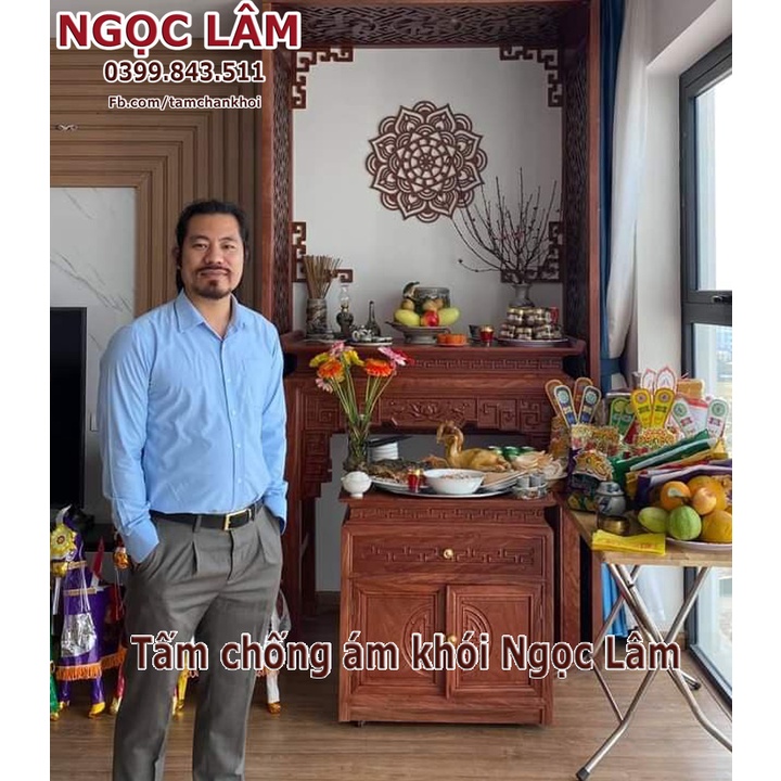 Ốp lưng ban thờ Sen Mandala 60cm gỗ MDF Thái 6mm phủ Melamine 2 mặt chống ẩm cao cấp