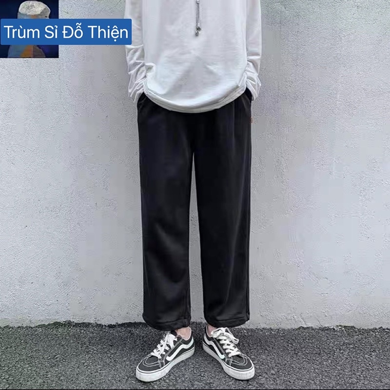 Quần suông ống rộng trơn có rút gấu mặc 2 kiểu jogger ống bom và ống đứng Unisex bigsize nam nữ mặc nhà thể dục đi học