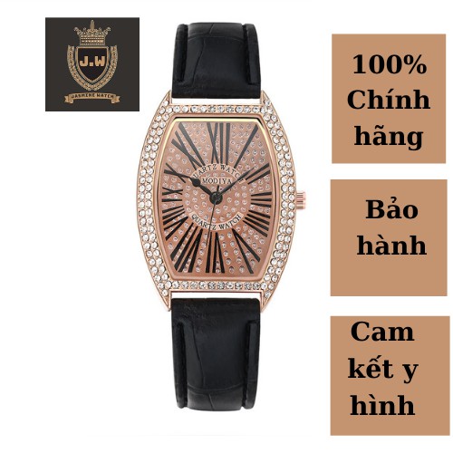 Đồng hồ nữ, đồng hồ nữ đeo tay QUARTZ dây da, giá cực rẻ mặt đính đá sang trọng, thời trang mới nhất