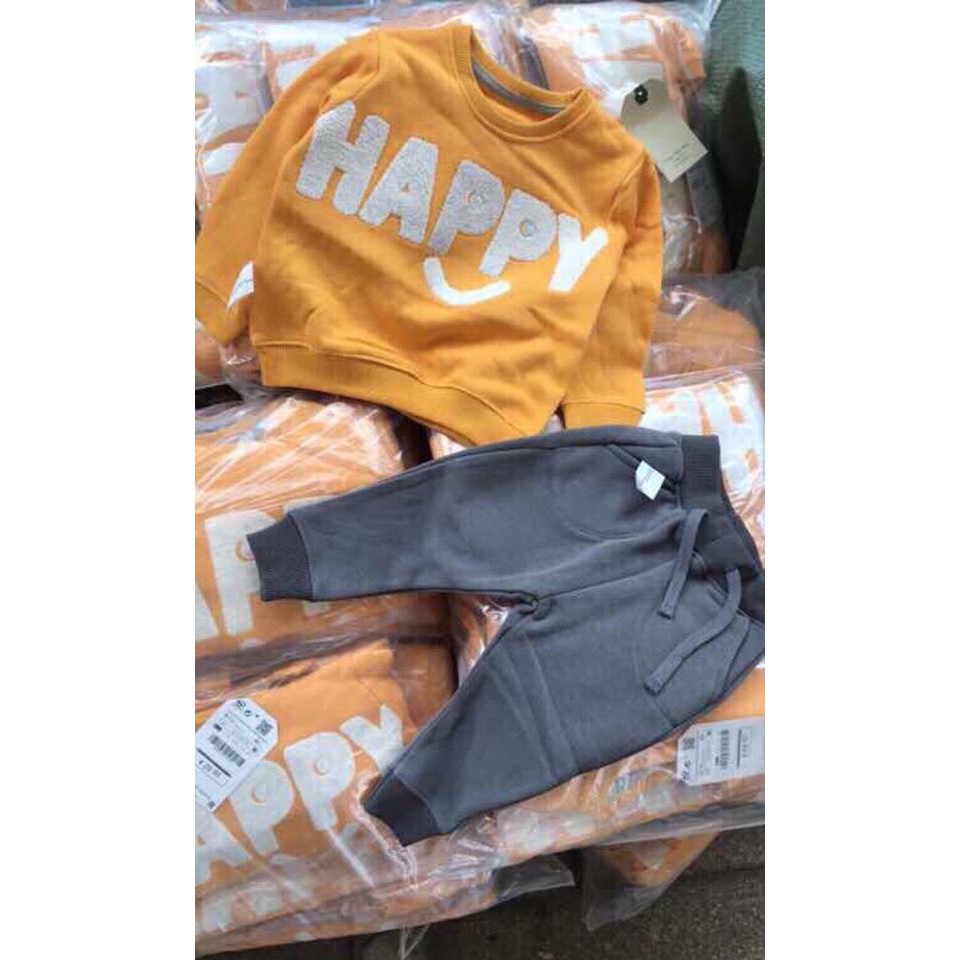 SALE !!! Bộ nỉ in chữ Happy Zara xuất dư.