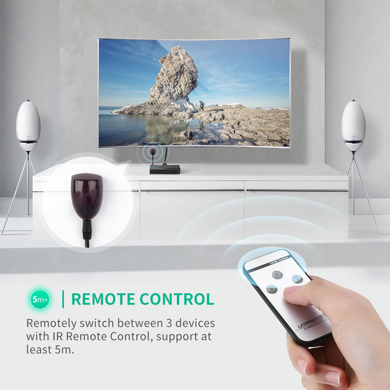 Ugreen Bộ Chia Cổng HDMI 4K 3 Cổng 3 Trong 1 HD 3D Cho Xbox 360 PS4 PS3 Kèm Công Tắc Điều Khiển HDMI
