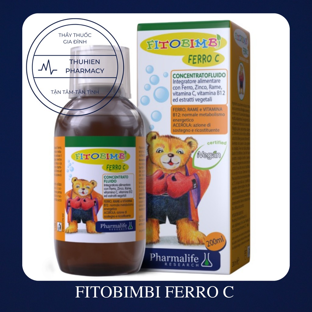 [Chính hãng] FITOBIMBI FERRO C phòng ngừa thiếu máu, bổ sung vitamin và tăng cường sức đề kháng (lọ 200ml)