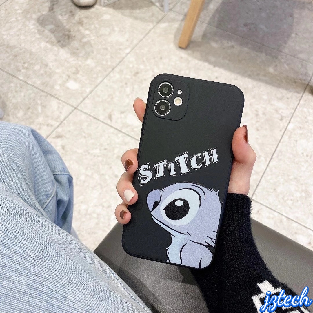 IPhone 12 11 Pro Max X Xs Max XR 8 7 Plus 12 Mini Fashion Cute Stitch Phone Case Cartoon Straight Edge Pattern Phone Case