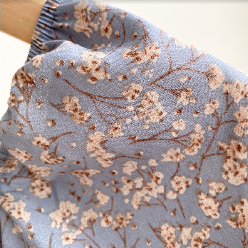 Đầm hoa nhí midi nhún ngực tay bồng bo chun 2 lớp Twentyfive N233