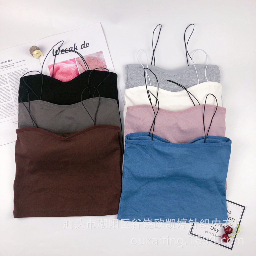 Áo bra 2 dây cotton crotop sợi bún đệm nâng ngực dáng ôm thoáng mát Freesize KIMCHIBIKINI bigsize &lt;60kg AL016