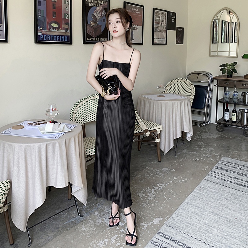 [Augustcloth] Đầm/ Váy dài 2 dây cổ ngang phong cách Hàn Quốc