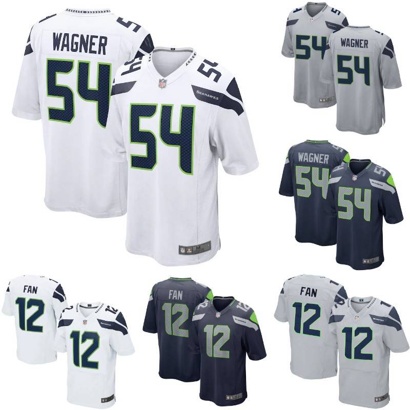 Mới Áo Thun Bóng Đá Seattle Seahawks NFL Số 54 Wagner Số 12