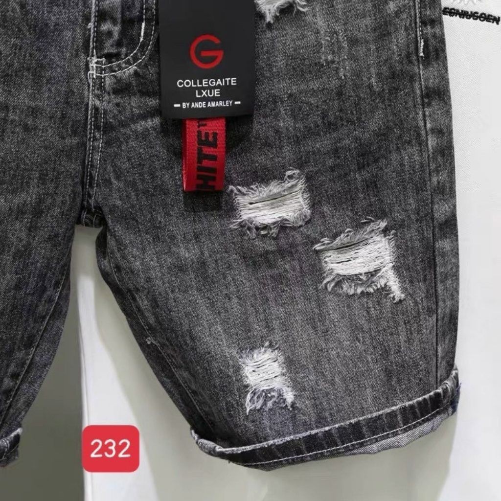 Quần Short Nam XM232JK Chất Bò Cao Cấp Wash Rách Vải Jean Coton Co Dãn From Chuẩn