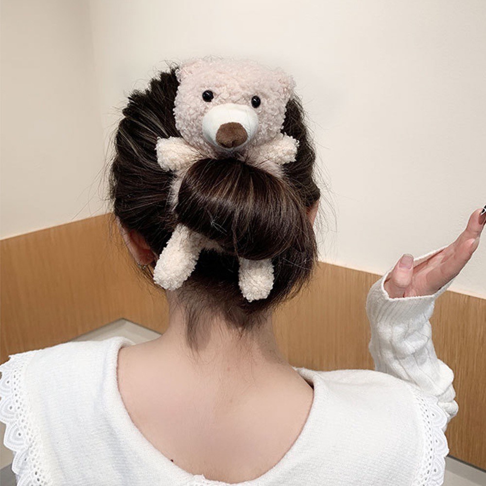 Dây Buộc Tóc Co Giãn Phối Lông Nhiều Màu Sắc Dễ Thương Cho Nữ