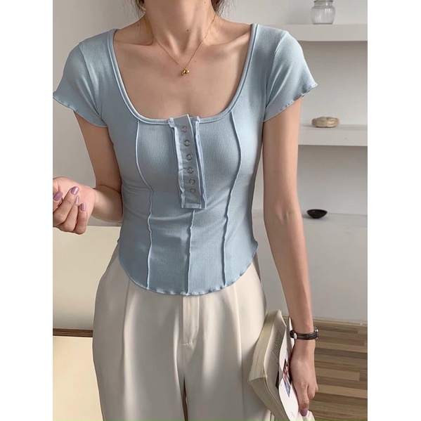 Áo Phông Nữ, Phông Chất Tăm Nhiều Màu co giãn len tăm