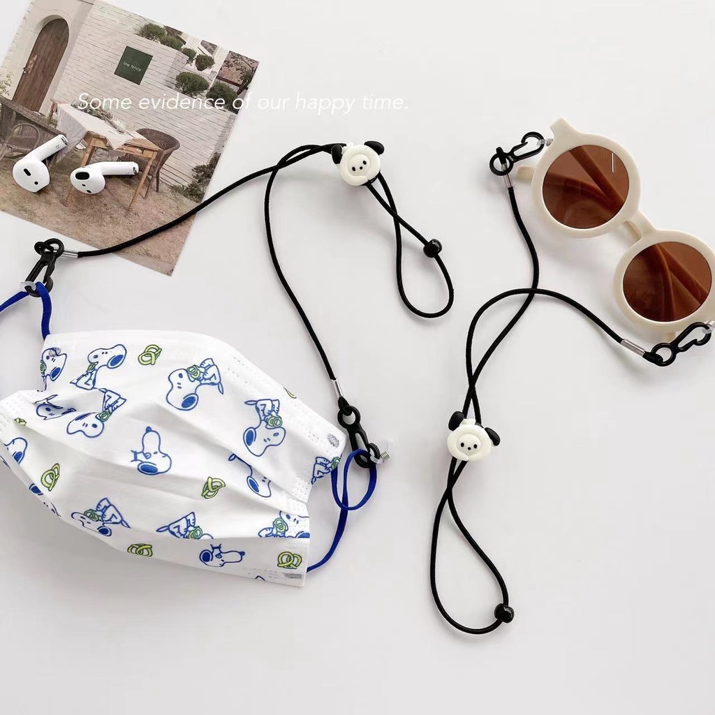 Dây Đeo Mắt Kính Bằng Nylon Màu Đen Hình Cún Hoạt Hình Sáng Tạo