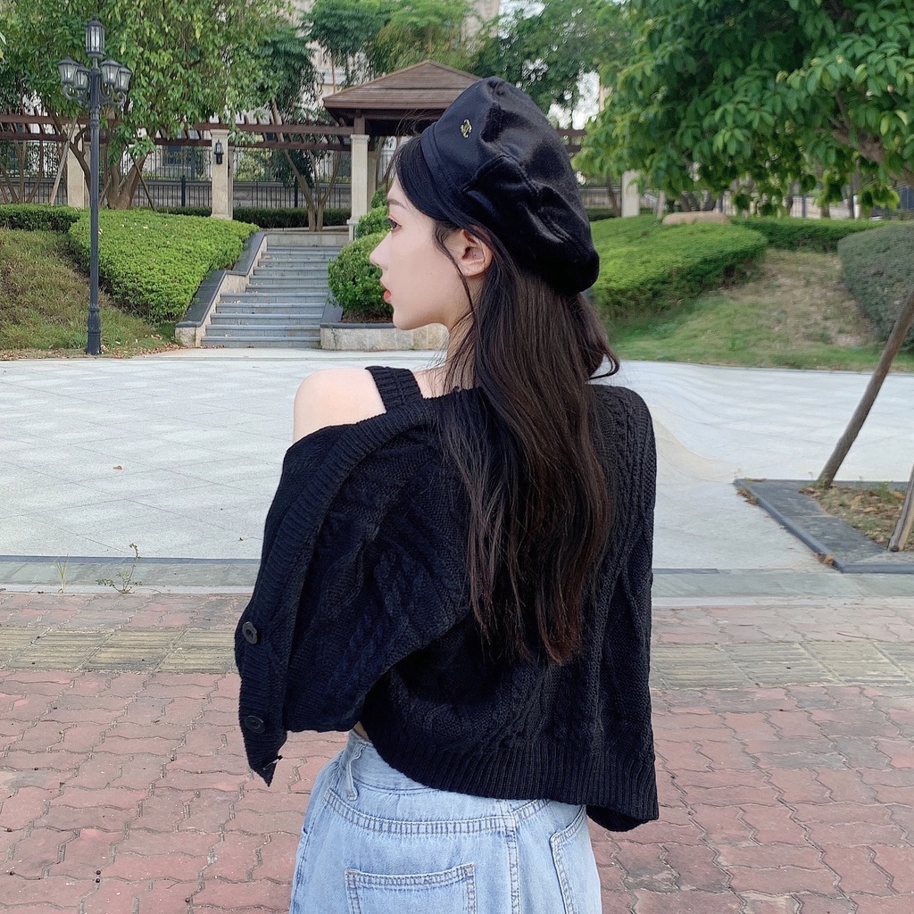 Áo cardigan len mix áo 2 dây B04, sét cardigan và áo dây len hàn siêu xinh.