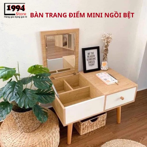 Bàn Trang Điểm Kèm Gương Gỗ Malaysia - Hàng Xuất Khẩu Nhật/ Bàn Trang Điểm Gấp Gọn Tiện Lợi