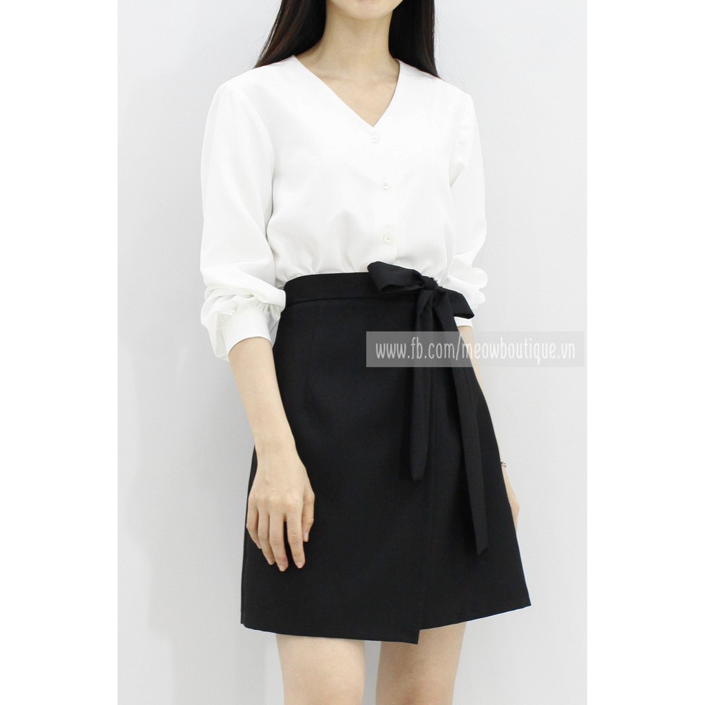 [Mã FADIRECT20 giảm 20K đơn 150K] [Hình thật tự chụp] Váy A thắt nơ, vạt đắp che bụng Meow Boutique | BigBuy360 - bigbuy360.vn