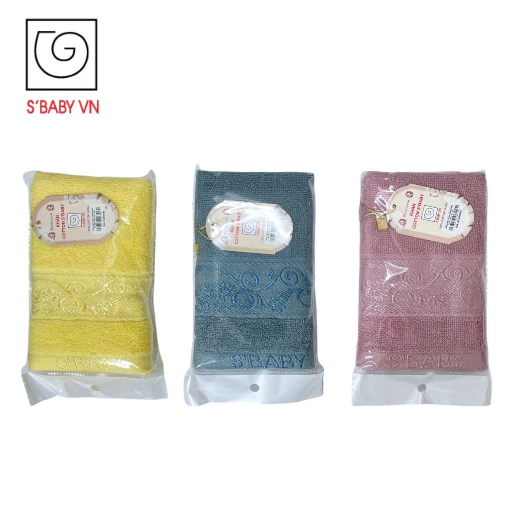 Khăn Mặt Cotton S'BABY 29x48cm Sản Xuất Từ Nguyên Liệu Tự Nhiên Mềm Mại, An Toàn Cho Da - 8936137961162