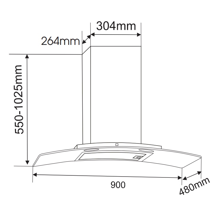 Máy hút mùi kính cong Faster FS EN91-90 (Điều khiểm bấm cảm ứng, Máy khỏe, Hút êm, Bảo Hành Chính Hãng 2 Năm)