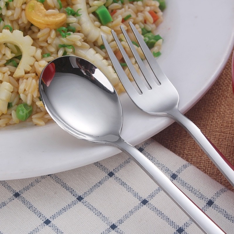 Muỗng/nĩa bằng thép không gỉ tay cầm dài tiện dụng cho nhà bếp