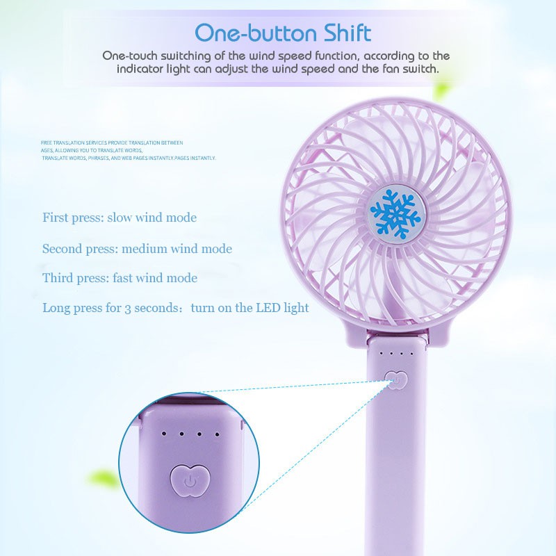 Quạt Mini Gấp Gọn Cầm Tay Có Màu Sắc Tươi Tắn Làm Mát 3 Tốc Độ (handy mini fan) | BigBuy360 - bigbuy360.vn