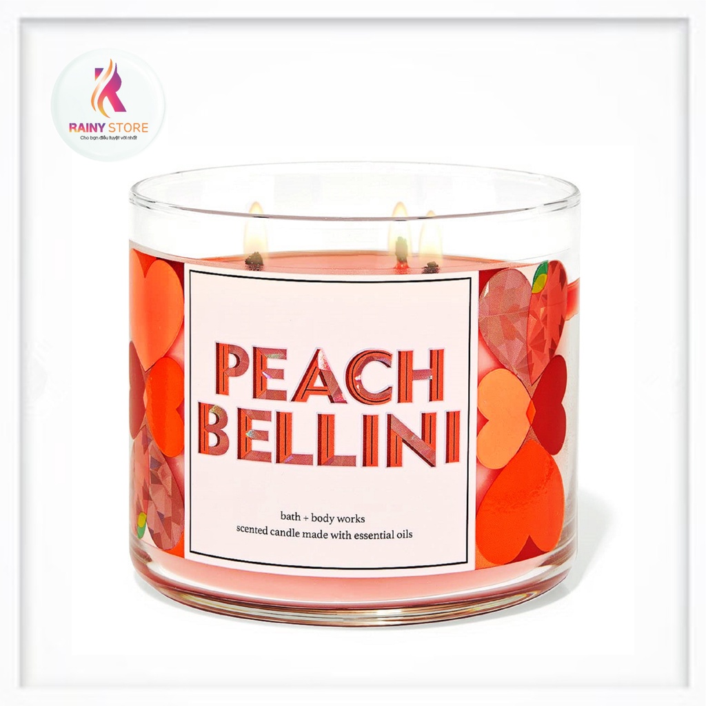 Nến thơm 3 tim Bath &amp; Body Works Peach Bellini 411g