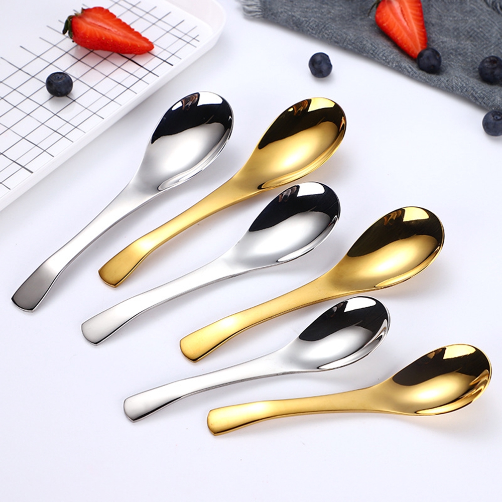 Thìa đáy tròn bằng thép không gỉ mạ vàng bạc chất lượng cao