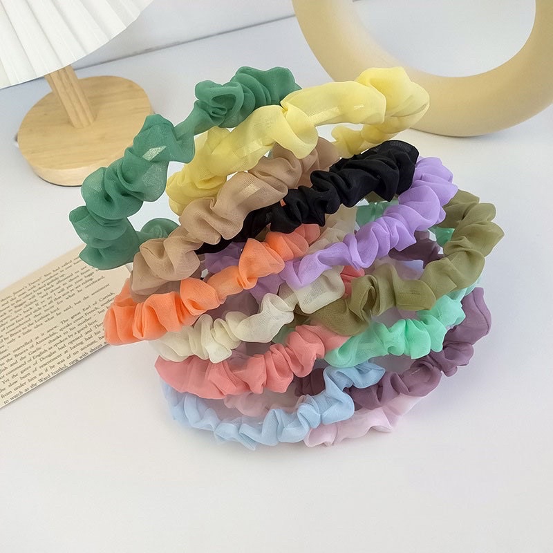 Bờm Tóc Vải Xếp Ly Nhún Phong Cách Hàn Quốc