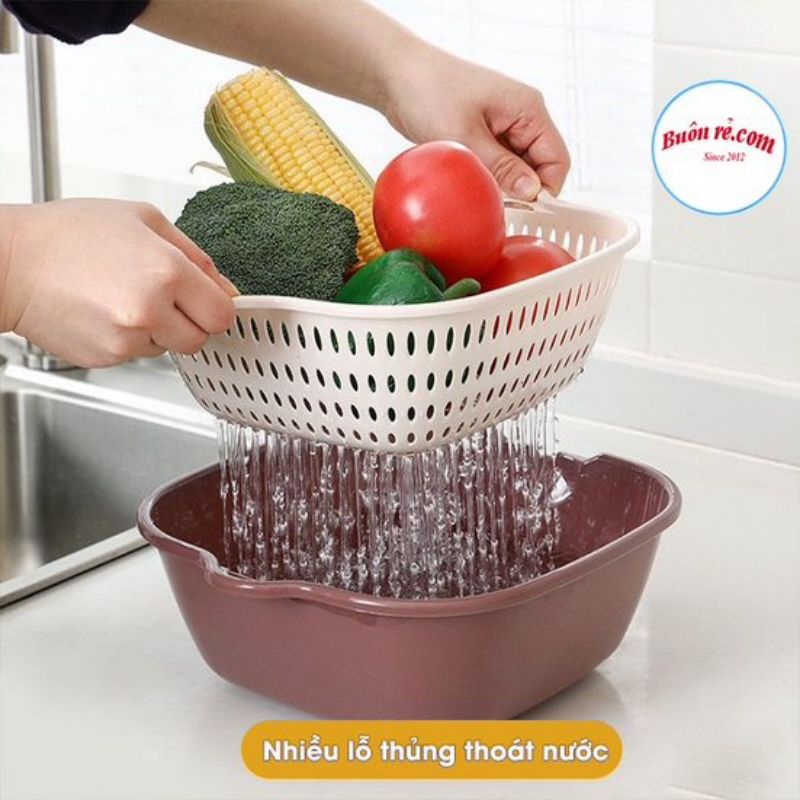 chậu-rổ 2 lớp vuông Việt Nhật:1 chậu+1 rổ TO ĐẠI