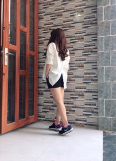 Áo Sơ mi oversize thêu cute trắng