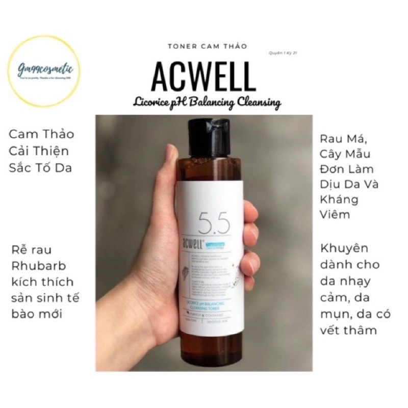 TONER CAM THẢO ACWELL LICORICE PH BALANCING CLEANSING TONER/ DATE 7/2022