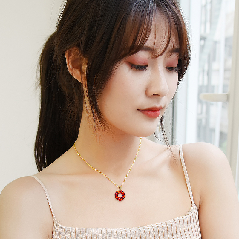 Vòng Cổ Kết Hợp Nhẫn Hình Bánh Donut Phong Cách Hàn Quốc Thời Trang Unisex 23571