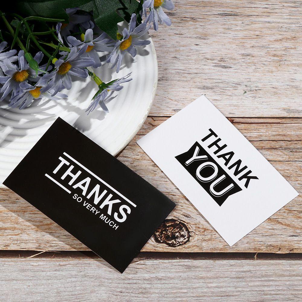 GOGOUP Set 50 Tấm Thiệp Trang Trí Chữ Thank You Màu Trắng Đen