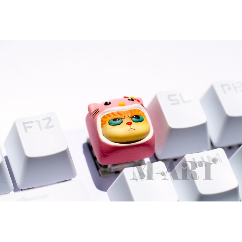 Nút bàn phím cơ mèo dễ thương và chiếc mũ Hello Kitty - Meowy artisan keycaps