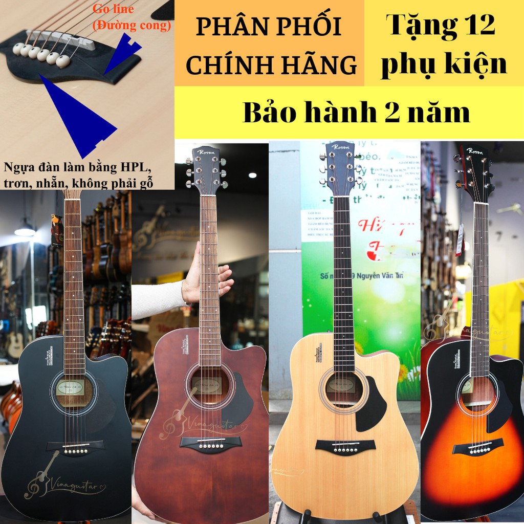 Đàn guitar acoustic Rosen G11 G12 G13 G15 chính hãng Tặng full 12 phụ kiện guitar ...