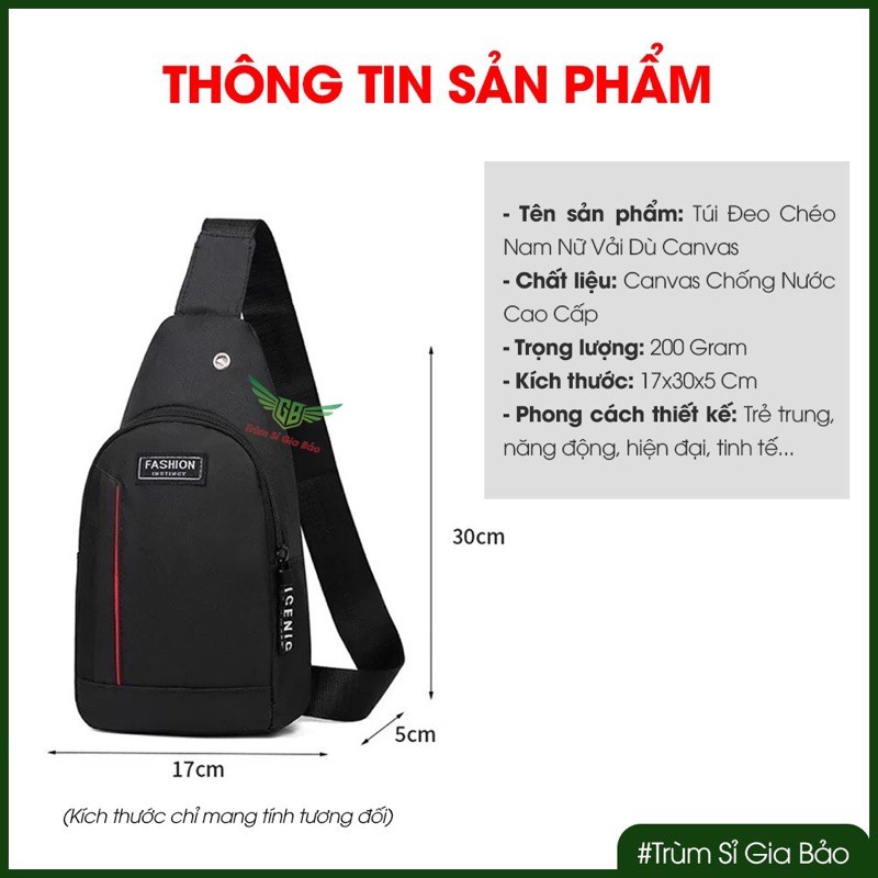 Túi Đeo Chéo Nam Nữ Mini Vải Canvas Đi Chơi Du Lịch Phong Cách Hàn Quốc Gọn Nhẹ.