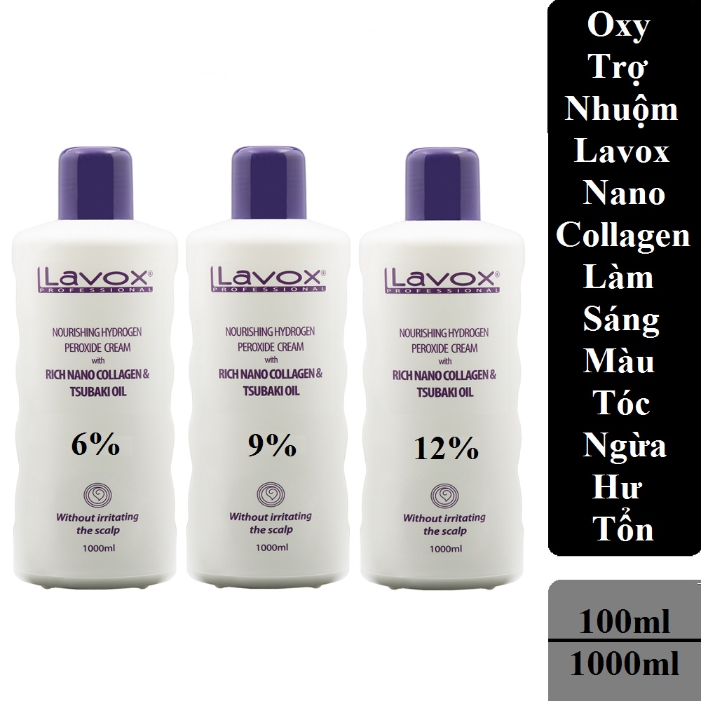 Oxy Trợ Nhuộm Lavox Nano Collagen 6% - 9% - 12% Làm Sáng Màu Tóc Ngăn Ngừa Hư Tổn 1000ML ( HÀNG CHÍNH HÃNG )