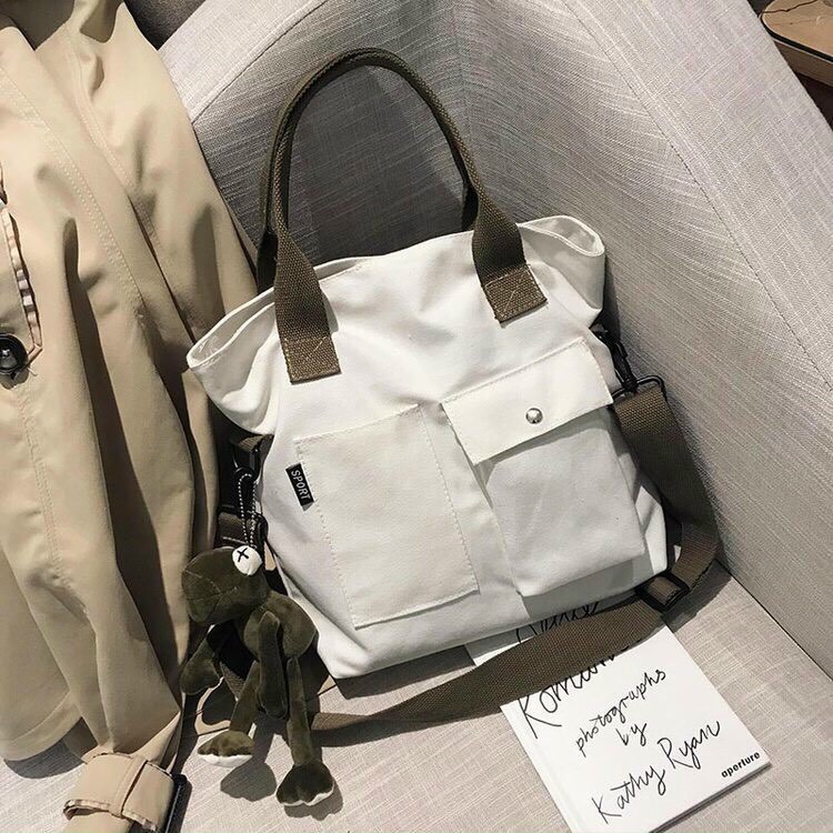 [MUA 2 TẶNG 1] Túi tote đeo chéo vải canvas đeo vai ulzzang hàn quốc xinh xắn