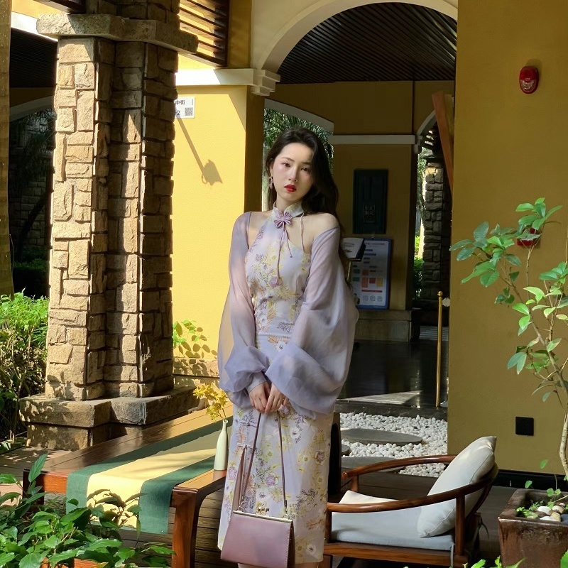 Đầm Sườn Xám Cách Tân Ôm Dáng Kiểu Cổ Điển Quyến Rũ Cho Nữ