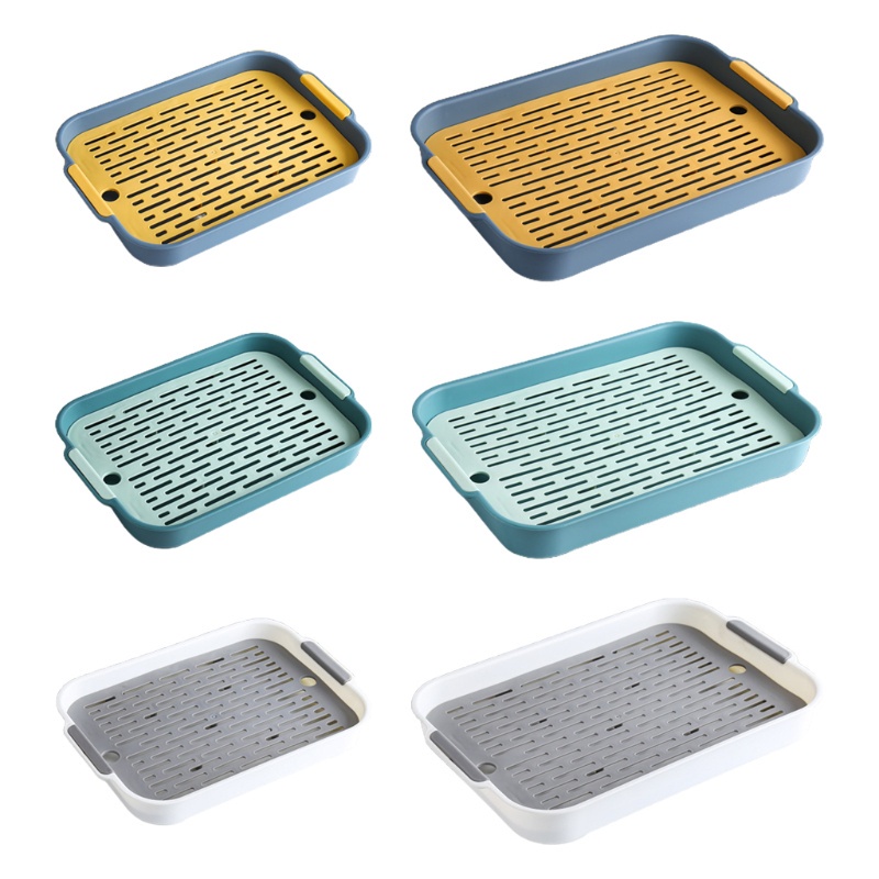 Local Stock❈✟Khay đựng ly cốc hai tầng bằng nhựa PP siêu bền chuyên dụng cho nhà bếp