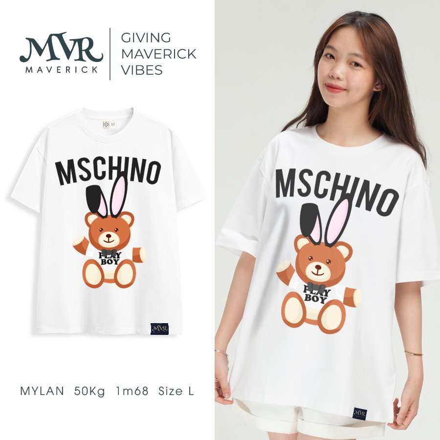 Áo thun nữ phom rộng Unisex cotton thoáng mát con gấu tai thỏ thời trang vui nhộn MVR KK4026