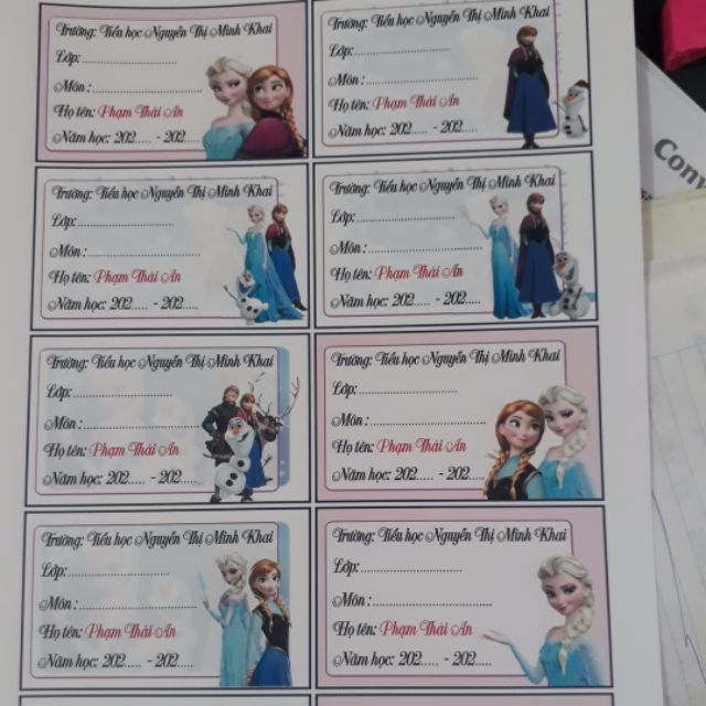 Nhãn vở in theo yêu cầu